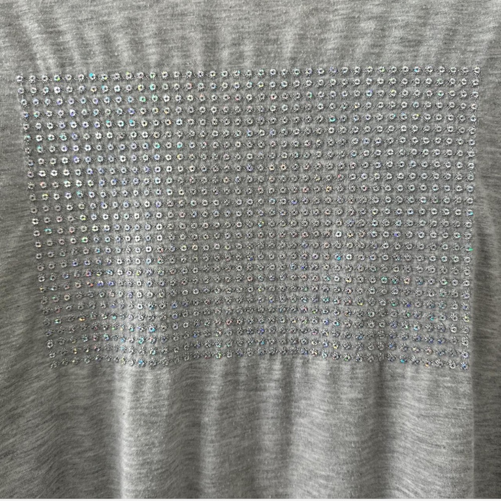 Zara Gray Short Sleeve Tee with Embellished Front